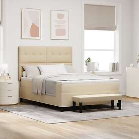 vidaXL Bäddmadrass med Madrass & Bänk Creme 140x190 cm Tyg
