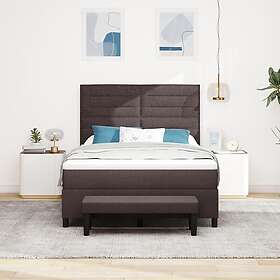 vidaXL Boxmadrass med madrass & bänk mörkbrun 160x200 cm tyg