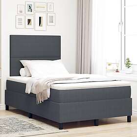 vidaXL Bäddfjäder Säng med Madrass Mörkgrå Kordmaterial 120 x 200 cm