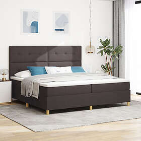 vidaXL Boxspring Säng med Madrass Mörkbrun 200x200 cm Tyg