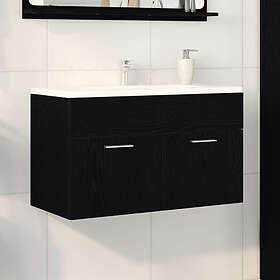 vidaXL Badkarsvaskskåp Svart Ek 90x38,5x46 cm Konstruerat trä