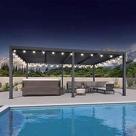 PURPLE LEAF Pergola Bioclimatique avec Guirlande Lumineuse Exterieure 6 x 3,68 m