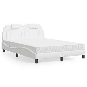 vidaXL Säng med madrass vit 140x190 cm konstläder