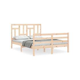 vidaXL Sängram med huvudgavel massivt trä