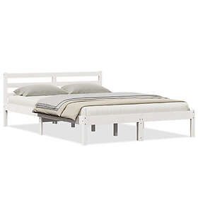 vidaXL Sängram med Huvudgavel Vit 160x210 cm Massivt Tallträ