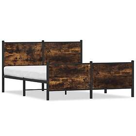 vidaXL Sängram utan madrass metall rökfärgad ek 140x200 cm