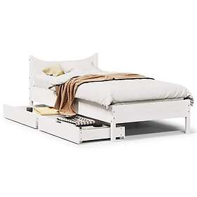 vidaXL Sängram med lådor vit 90x200 cm massiv furu