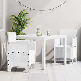 vidaXL 3 Delars Trädgårdsmatsats Vit Rattan Poly 3378682