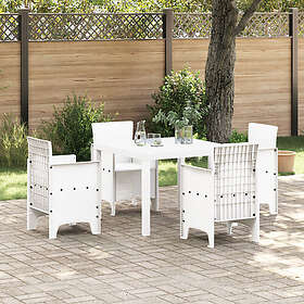 vidaXL 5 Delars Trädgårdsdining Set Poly Vit Rattan 3378542