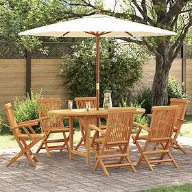 vidaXL 7-delars trädgårdsmattsats i massivt teak 3157131