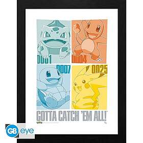 Abysse Framed Print "Pikachu & Kanto Starters" 30,5 x 40,6 cm