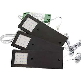Loevschall Stella spot i svart, med on/off/dim knapp, 3 spots kit