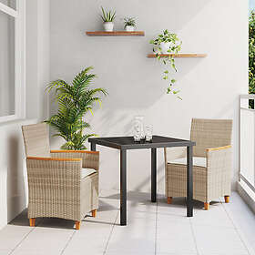 vidaXL Lounge Sett 3 Deler med Pute Beige Poly Rattan
