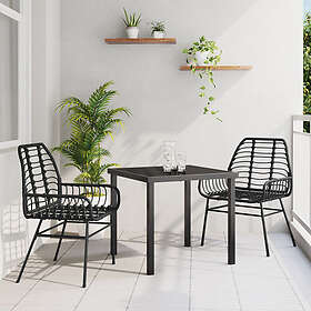 vidaXL 3-delad Trädgårdsdining Set Svart Poly Rattan