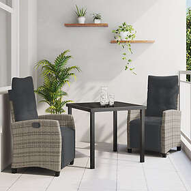 vidaXL Garden Dining Set 3 Pieces Gray Poly Rattan