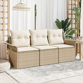 vidaXL Lounge Set 3 deler med puter beige polyrattan