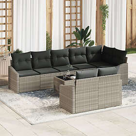 vidaXL Lounge Set 9 Pieces Light Gray Rattan Outdoor Sofa
