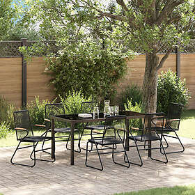 vidaXL Lounge Set 7 Pieces Black PVC-rattan