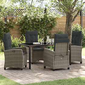 vidaXL Lounge Sett 5 Deler med Pute Grå Poly Rattan