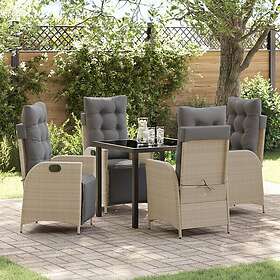 vidaXL Lounge Set 5 Pieces Beige Poly Rattan