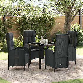vidaXL Garden Dining Set 5 Pieces Black Poly Rattan