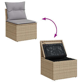 vidaXL Lounge Sett 9 Deler med Pute Beige Poly Rattan