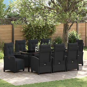 vidaXL 9-delat Trädgårdsdining set Svart Poly Rattan
