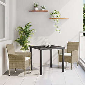 vidaXL Trädgårdsdining Set 3-delat Beige Poly Rattan