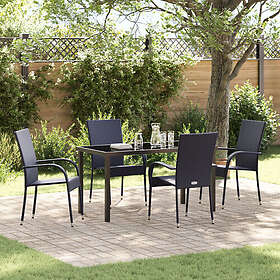 vidaXL Lounge Set 5 Deler Svart Poly Rattan