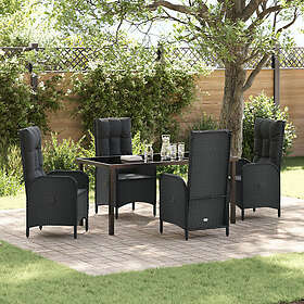 vidaXL Lounge Set 5 Pieces Black Poly Rattan