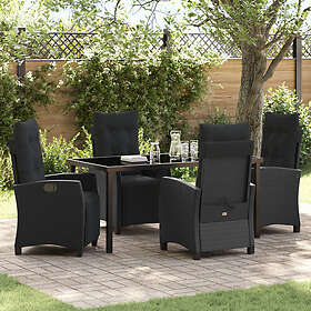 vidaXL 5-delat trädgårdsmatställe svart poly-rotting