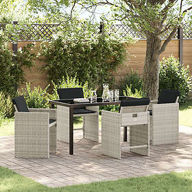 vidaXL Hagemøbler 5-delt med puter Lysegrå Poly Rattan