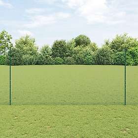 vidaXL Svetsat Stängsel med 11 U-stolpar Grön 1,5x25 m Stål