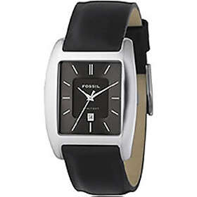 Fossil Klockarmband FS3042 Läder Svart 22mm
