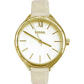 Fossil Klockarmband BQ3082 Läder Beige 14mm