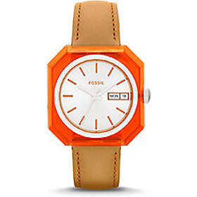 Fossil Klockarmband ES3537 Läder Brun 18mm