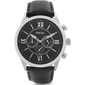 Fossil Klockarmband BQ1130 Läder Svart 26mm