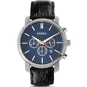 Fossil Klockarmband BQ2158 Läder Svart 22mm