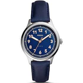 Fossil Klockarmband ES4130 Läder Blå 16mm