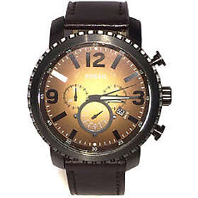 Fossil Klockarmband BQ2080 Läder Svart 24mm