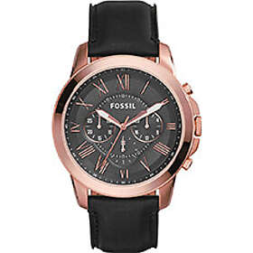 Fossil Klockarmband FS5085 Läder Svart 22mm