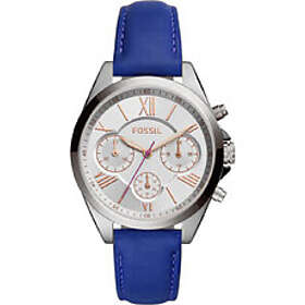Fossil Klockarmband BQ3109 Läder Blå 18mm
