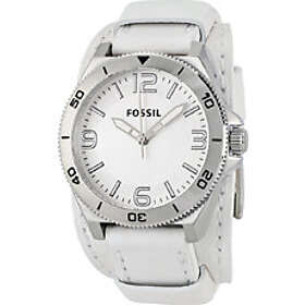 Fossil Klockarmband BQ1168 Läder Vit 22mm