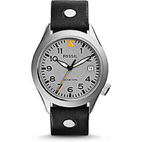 Fossil Klockarmband AM4560 Läder Svart 22mm