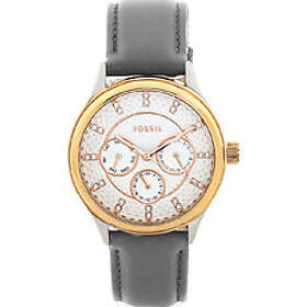 Fossil Klockarmband BQ3123 Läder Grå 18mm