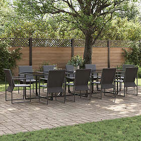 vidaXL 13 Delars Trädgårdsmatbord med Kuddar i Stål och Textilene 3335869