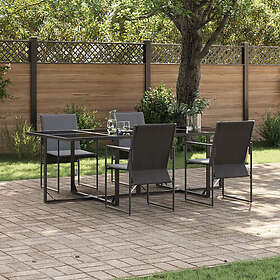 vidaXL 6 Delar Trädgårdsmatsalsset med Kuddar i Stål och Textilene 3335858