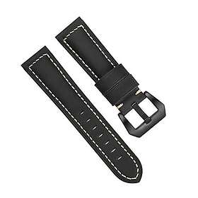INF Klockarmband i äkta läder Svart 22 mm