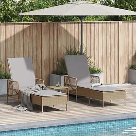vidaXL Solstol Set om 3 Beige PE rattan metall Vikbar 365435