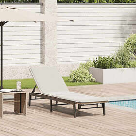 vidaXL Solsäng med dyna beige konstrotting 4104083